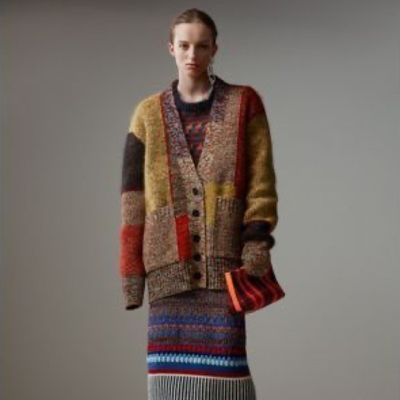 NWOT Burberry Women’s Wool Linen Mohair Blend Mouliné Oversized Cardigan - Picture 6 of 6